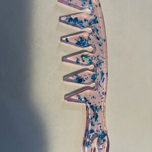 Pink Comb with Blue Glitter Accents